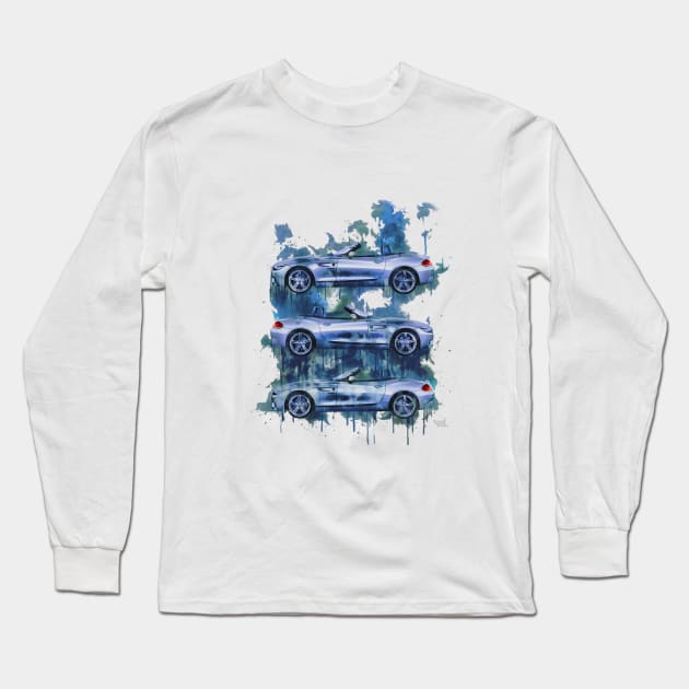 3 BMW Z4 splash blue Long Sleeve T-Shirt by AaaahEeeekStudio